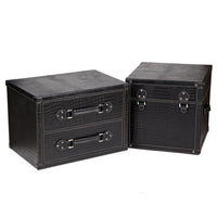 Bed Side Table - Black Croco