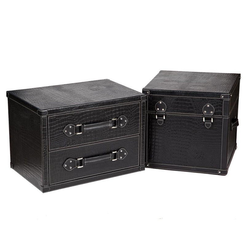 Bed Side Table - Black Croco