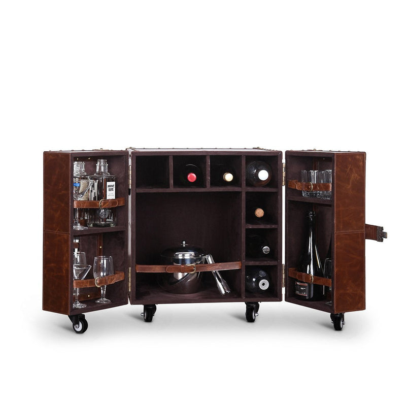Heritage Mini Trunk Bar - Vintage Brown