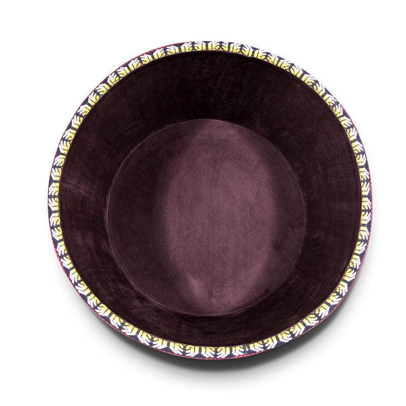 Traditional Multicolor Textile Round Pouffe