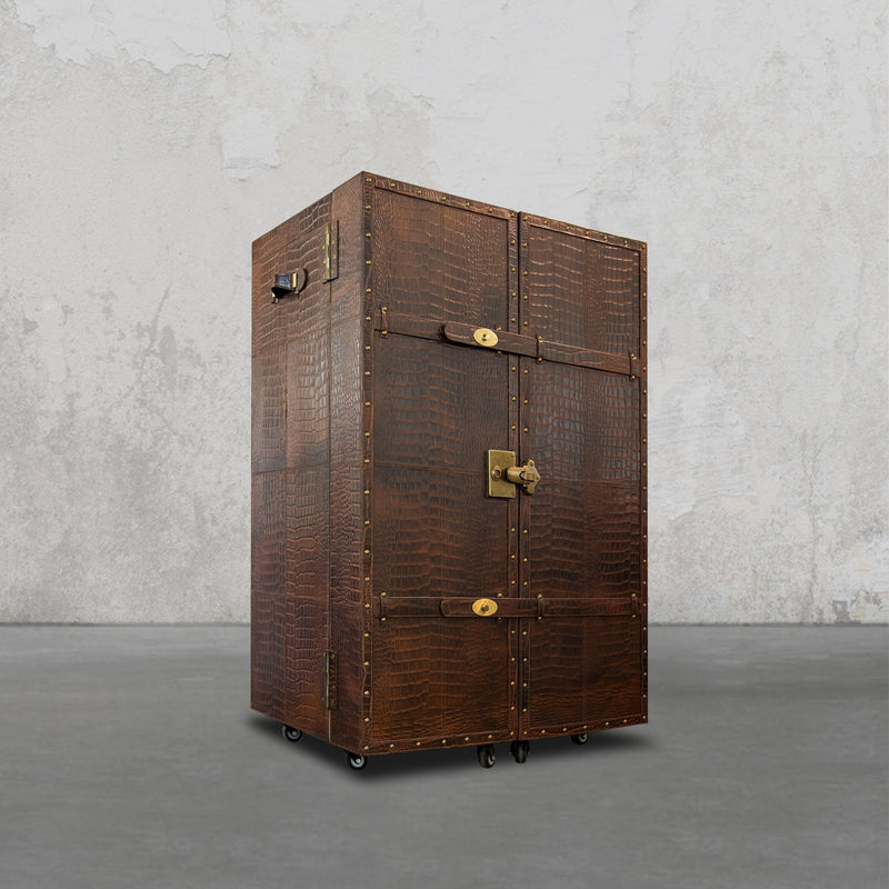 Heritage Trunk Bar Cart - Vintage Brown Tan