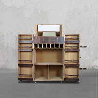 Heritage Trunk Bar Cart - Vintage Brown Tan