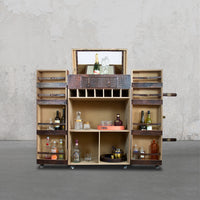 Heritage Trunk Bar Cart - Vintage Brown Tan
