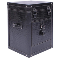 Bed Side Table with Top Open - Black Croco