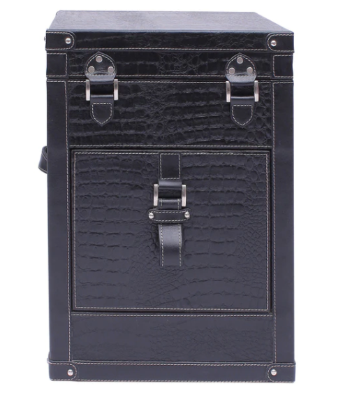 Bed Side Table with Top Open - Black Croco