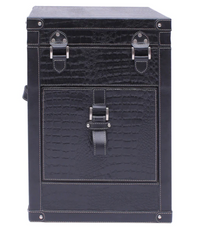 Bed Side Table with Top Open - Black Croco