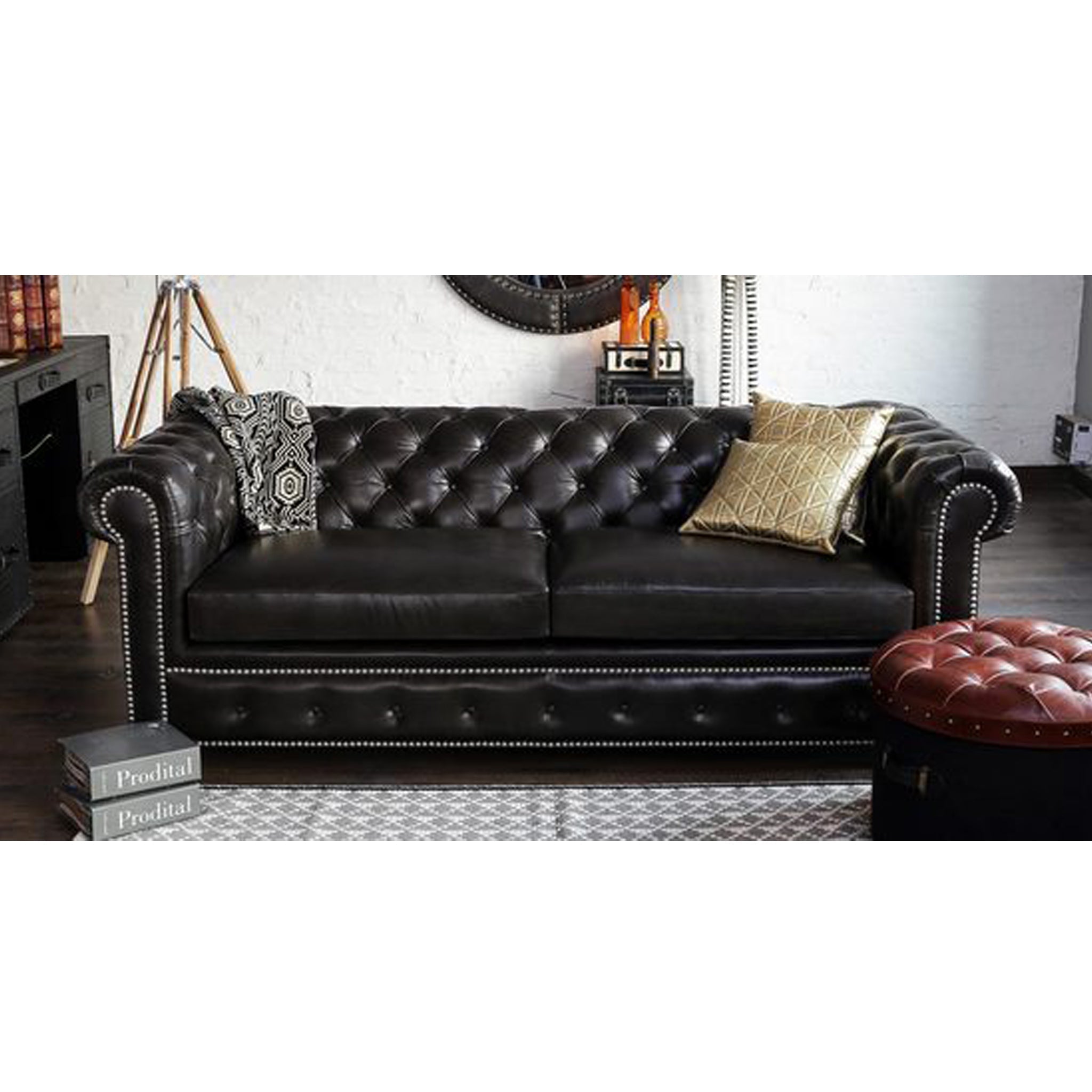 Gentleman's Club Three Seater Chesterfield Sofa