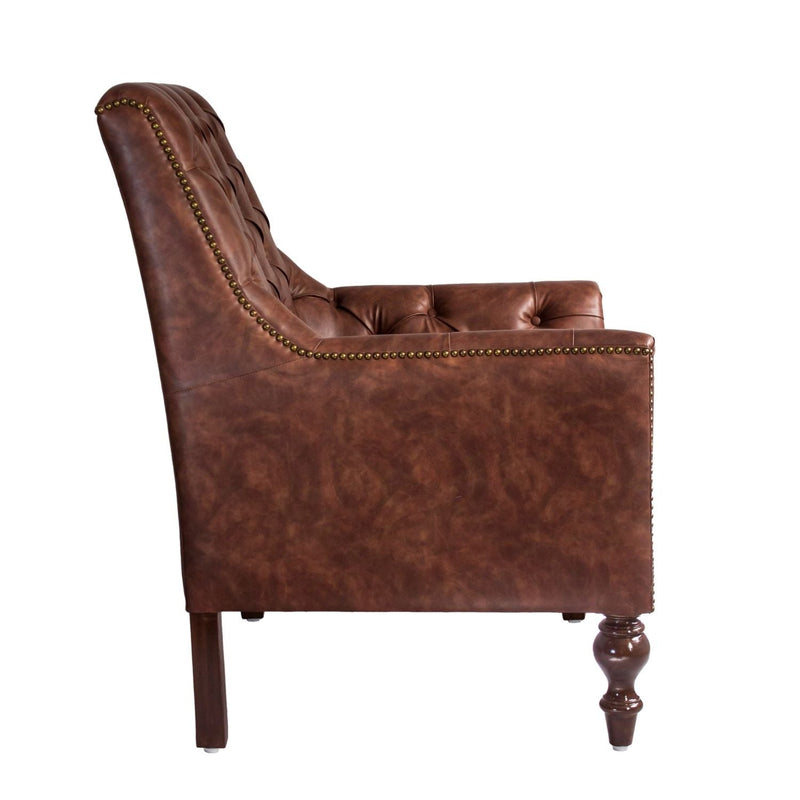 Churchill Leather Reading Chair with Foot Stool