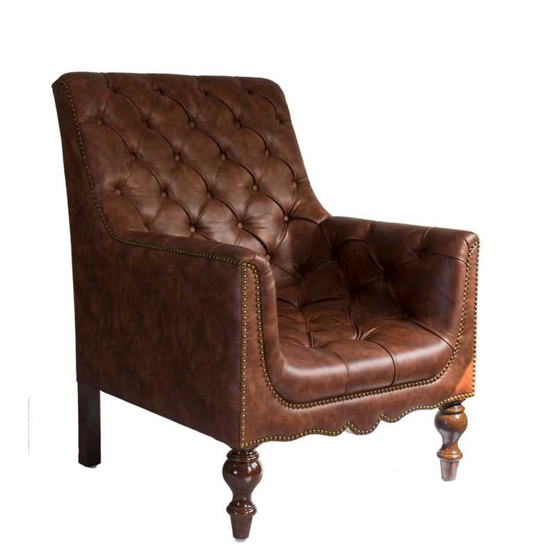 Churchill Leather Reading Chair with Foot Stool