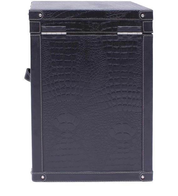 Bed Side Table with Top Open - Black Croco