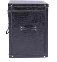 Bed Side Table with Top Open - Black Croco