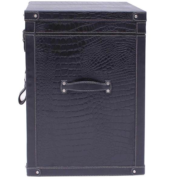 Bed Side Table with Top Open - Black Croco