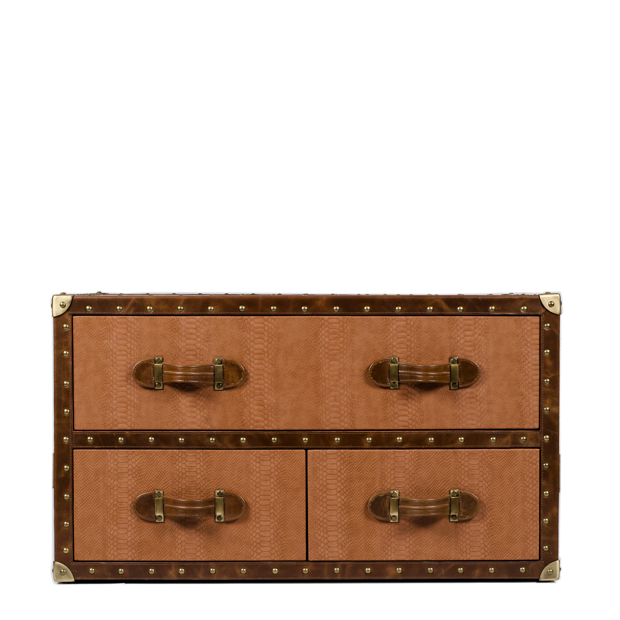 Leather Vintage Trunk Coffee Table - Tan