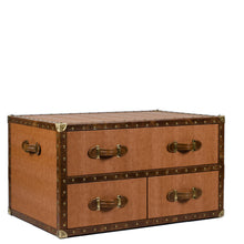 Load image into Gallery viewer, Leather Vintage Trunk Coffee Table - Tan
