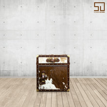 Load image into Gallery viewer, Brown Hair-on Leather Bed Side Table
