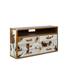 Load image into Gallery viewer, Vintage Trunk Chest of Drawers cum TV Unit - Natural Hair-on
