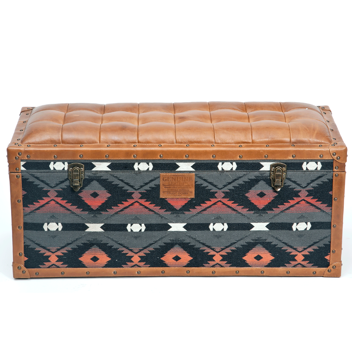 Traditional Textile Seating cum Storage Trunk